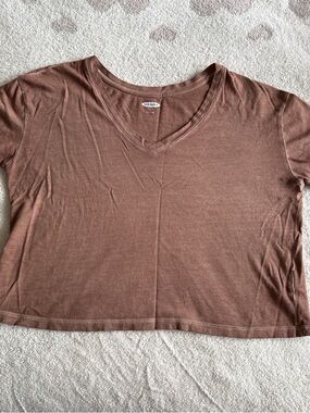 Old Navy Brown V-Neck Crop Top